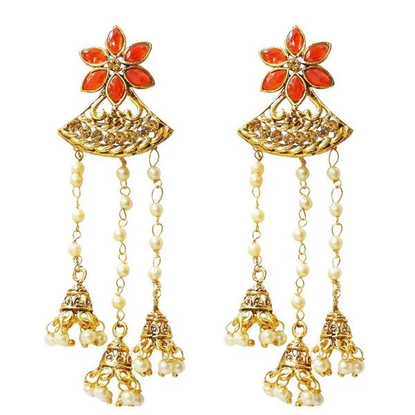 stud and hoop earrings for women-Kriaa Gold Plated Austrian Stone Pearl Dangler Earrings - 1310528C