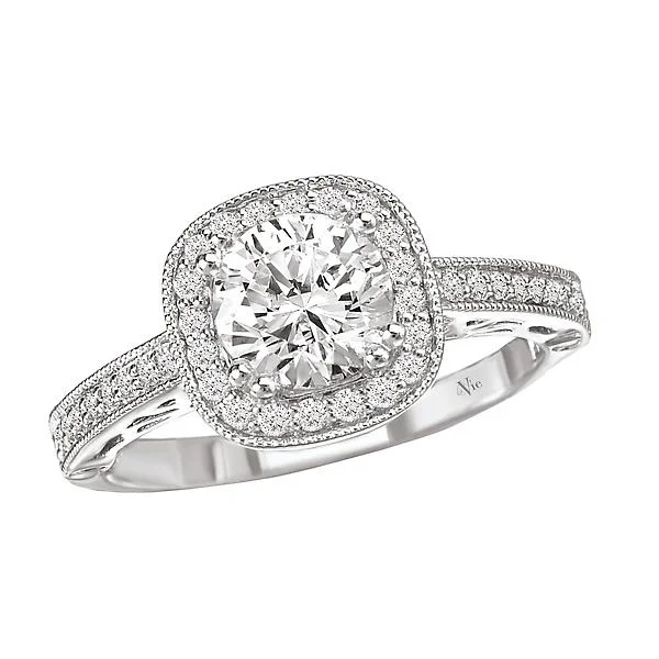 classic engagement rings-Halo Semi-Mount Diamond Ring