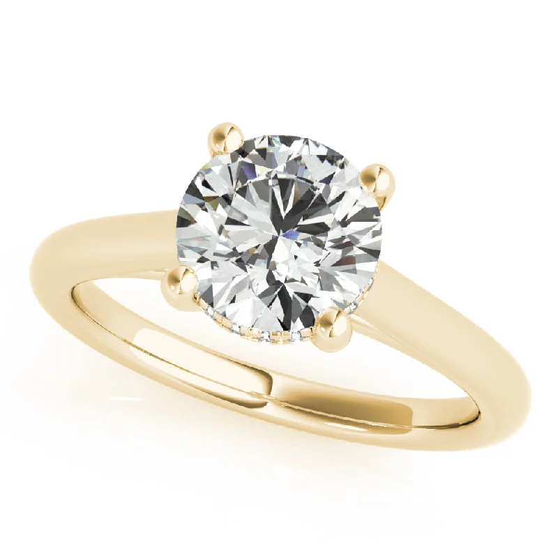 halo diamond engagement rings-Hannah Round Solitaire with Hidden Halo Engagement Ring Setting