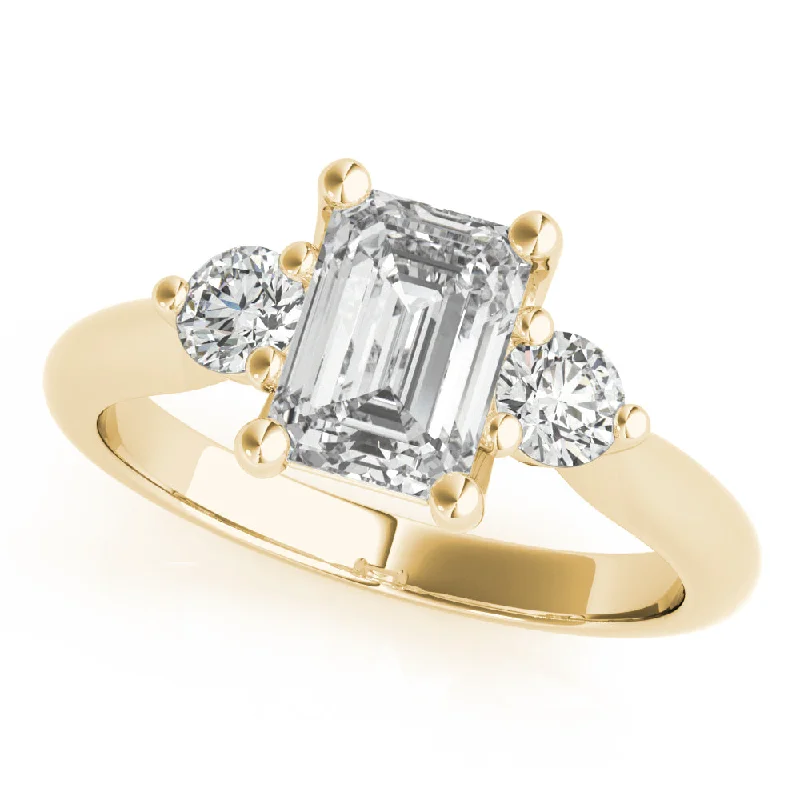 cushion-cut engagement rings-Charlotte Emerald Cut and Round Diamond Engagement Ring Setting