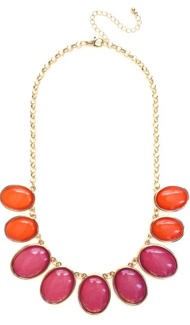 gold plated necklaces for women-Colorblock Jewels- Pink