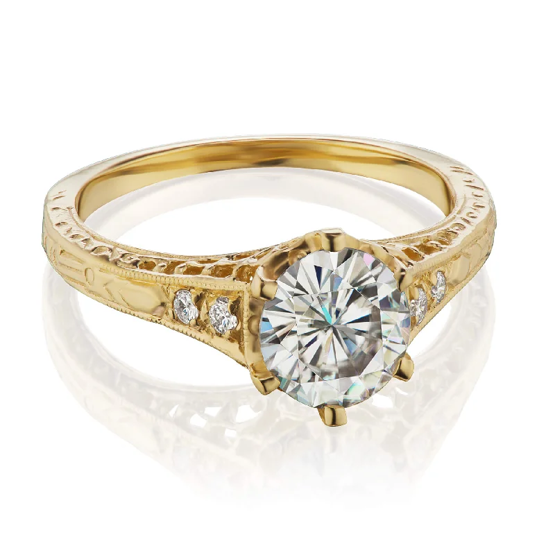 affordable engagement rings for women-Vintage Moissanite Engagement Ring