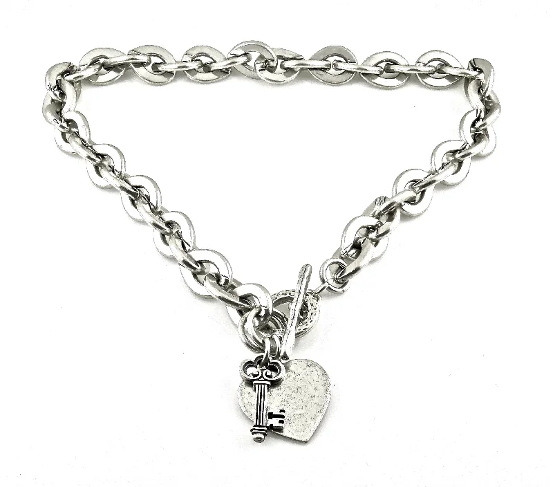 celestial necklaces for women-Chunky Heart and Key Necklace