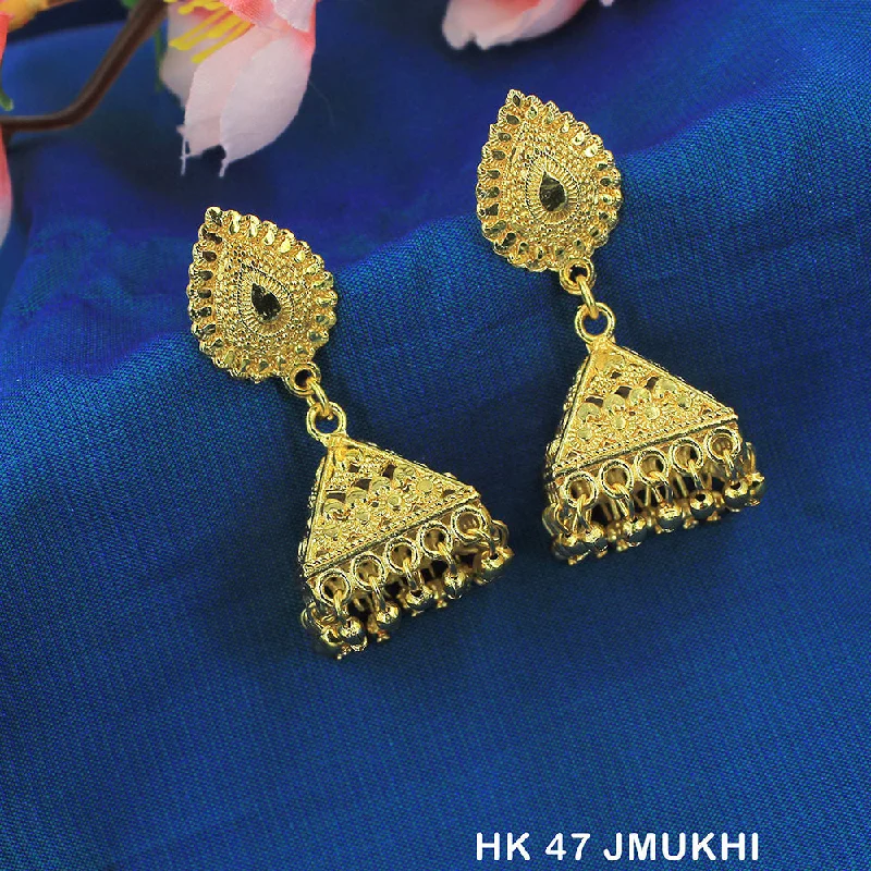 multi-colored earrings for women-Mahavir Dye Gold Jhumki Earrings