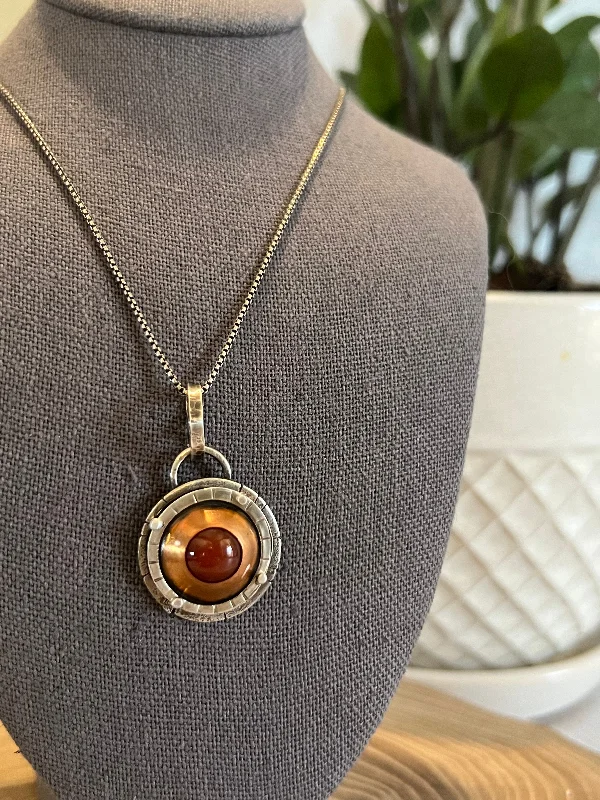 luxury pendant necklaces for women-Copper carnelian adorned with sterling silver