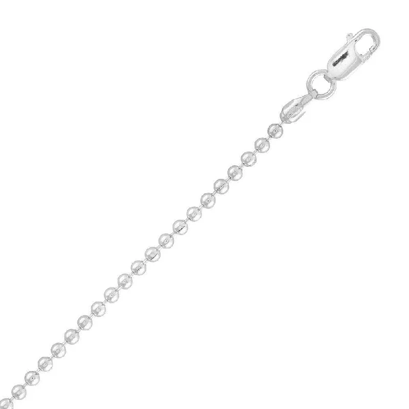 gold chain bracelets for women-Sterling Silver 2.2mm Bead Bracelet, 8"