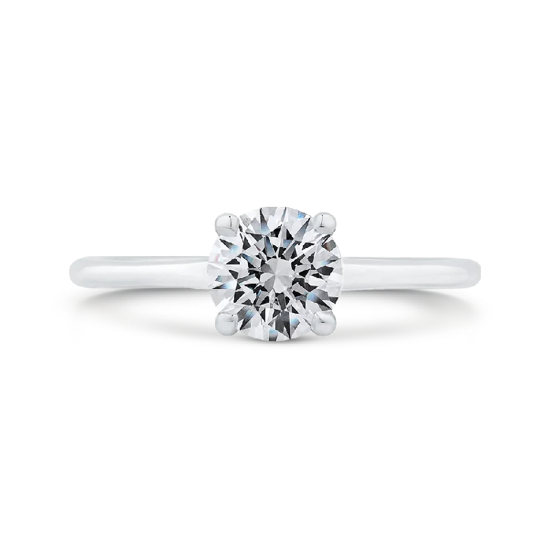 vintage diamond engagement rings-14K White Gold Diamond Engagement Ring with Plain Shank (Semi-Mount)