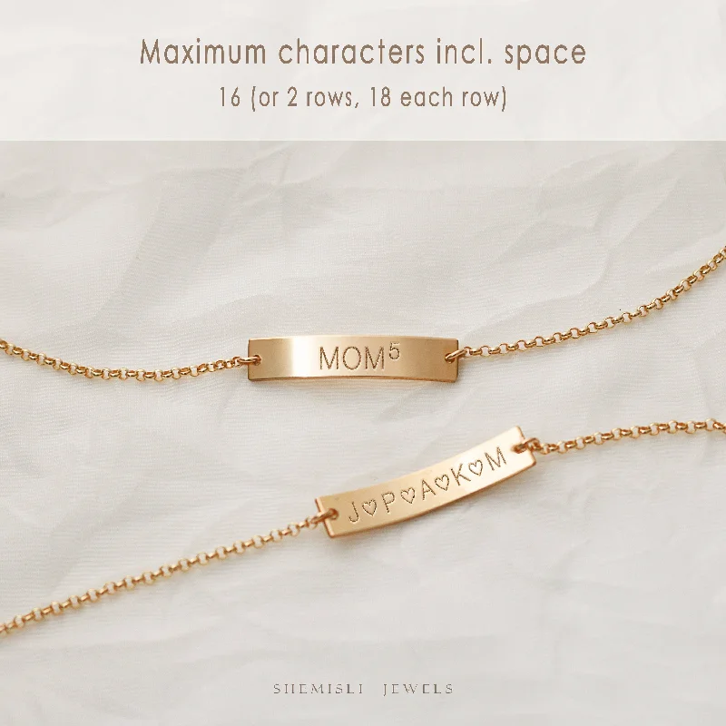 personalized bangles for women-Bar bracelet, initial, gift for mom, mom bracelet gift, mom jewelry, new mom bracelet, new mom gift, Unisex, Gold Filled, Silver • BB25x6-01