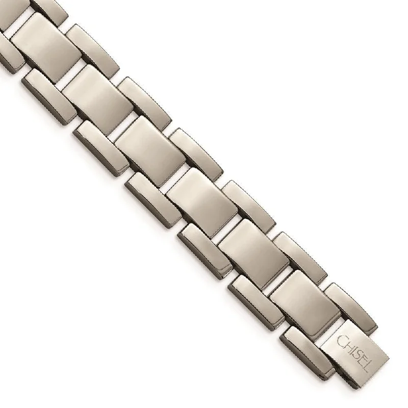 stackable charm bracelets for women-Titanium Polished 8.5in Bracelet