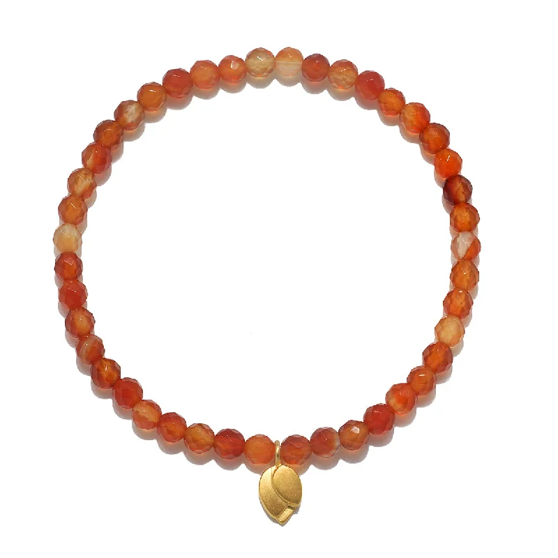 classic bangle bracelets for women-Rooted in Strength Lotus Carnelian Gemstone Bracelet