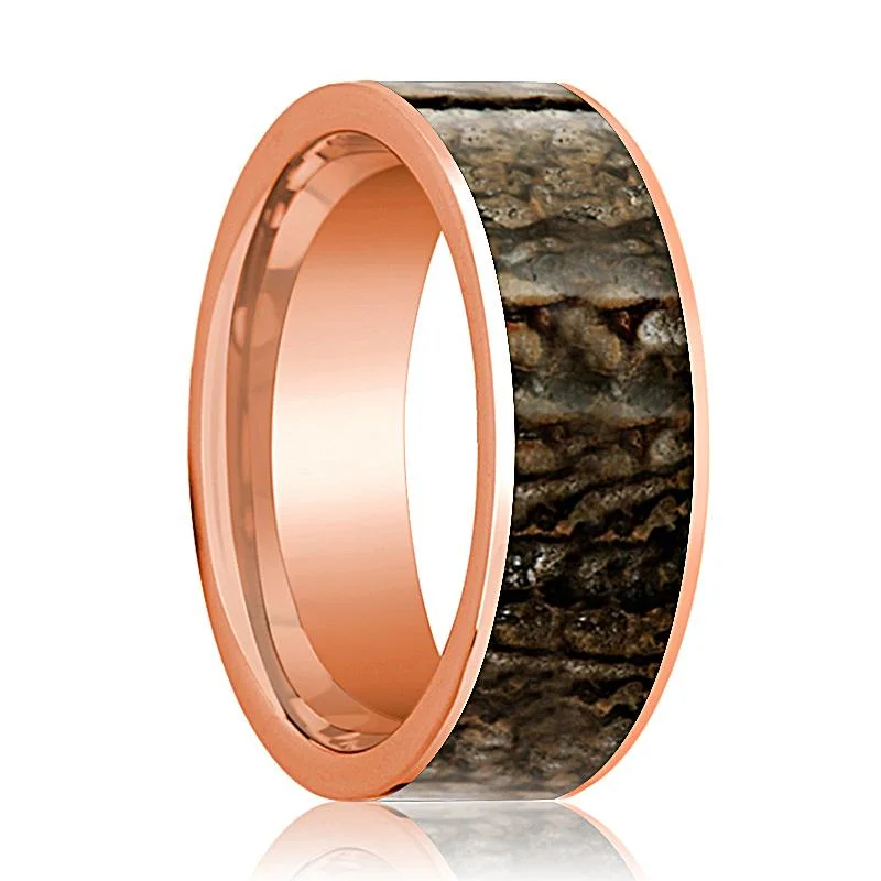 gemstone engagement rings for women-TYRANNOTITAN | 14k Rose Gold Brown Dinosaur Bone Inlay