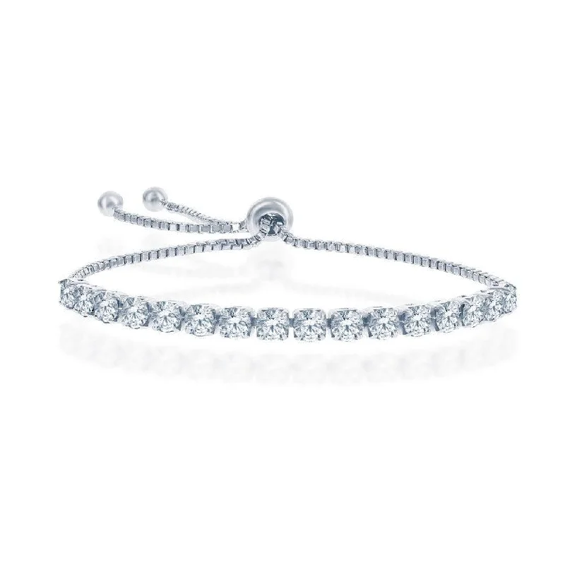 handmade bangles for women-Sterling Silver 4mm Crystal "April" Swarovski Adjustable Bracelet