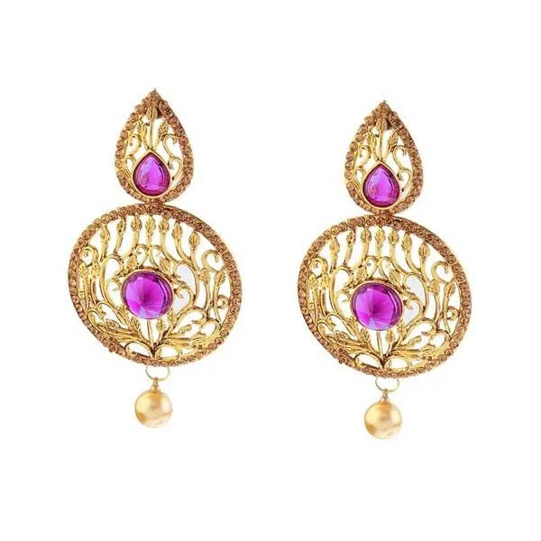 minimalistic earrings for women-Kriaa Kundan Pearl Drop Gold Plated Dangler Earring - 1307401A