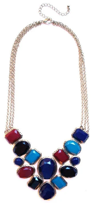 elegant necklaces for women-Geometric Statement Necklace- Multi