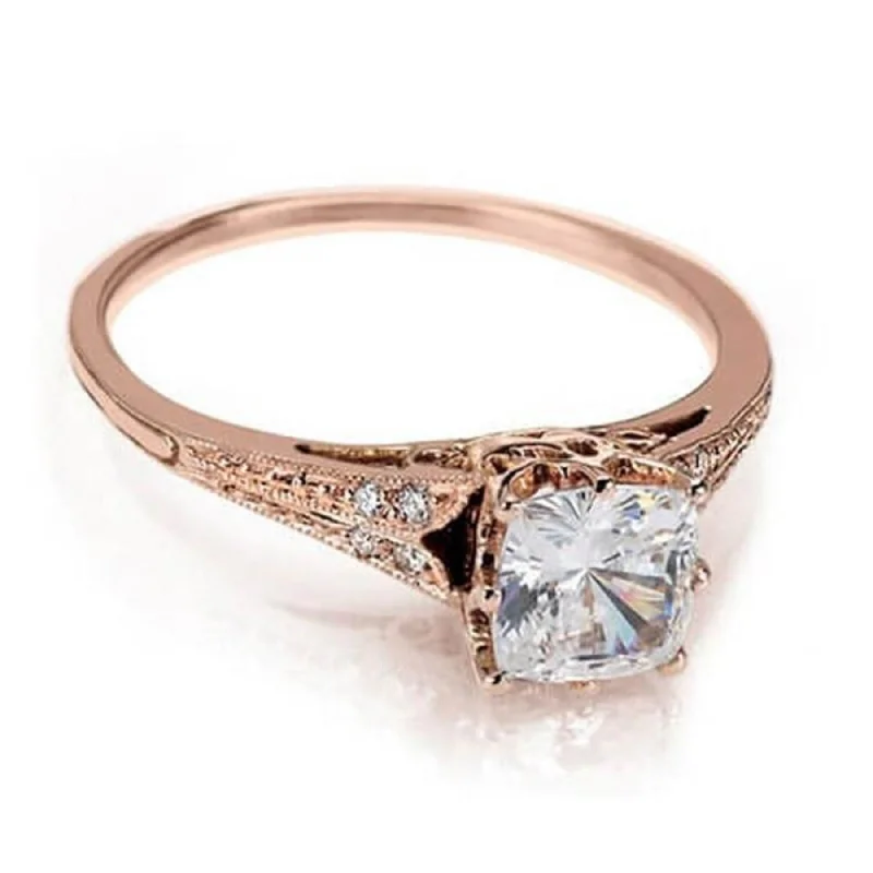 elegant engagement rings-Rose Gold Cushion Cut Engagement Ring