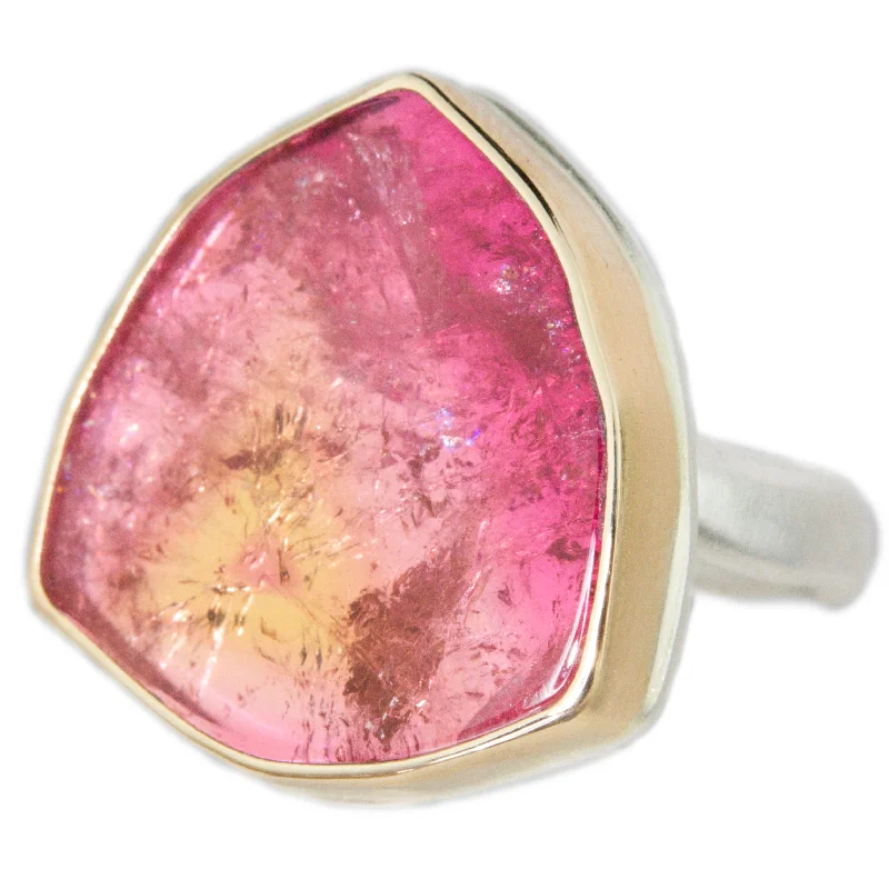 classic wedding rings for women-Pink Tourmaline Slice Ring