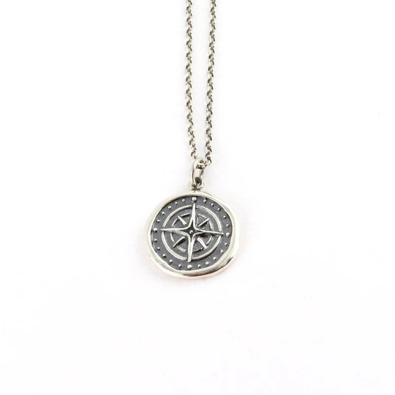 summer necklaces for women-Compass Wax Seal Necklace