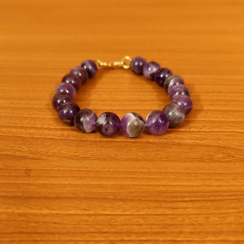 elegant wedding bangles for women-REAL AMETHYST 10MM BEADS BRACELET