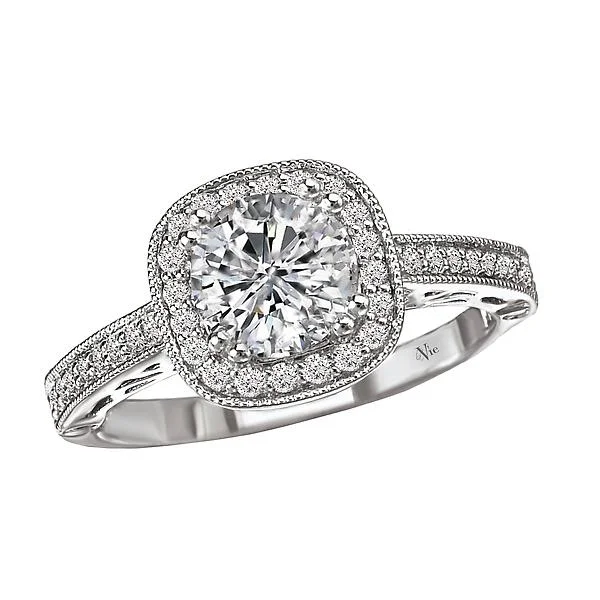 personalized engagement rings-Halo Semi-Mount Diamond Ring