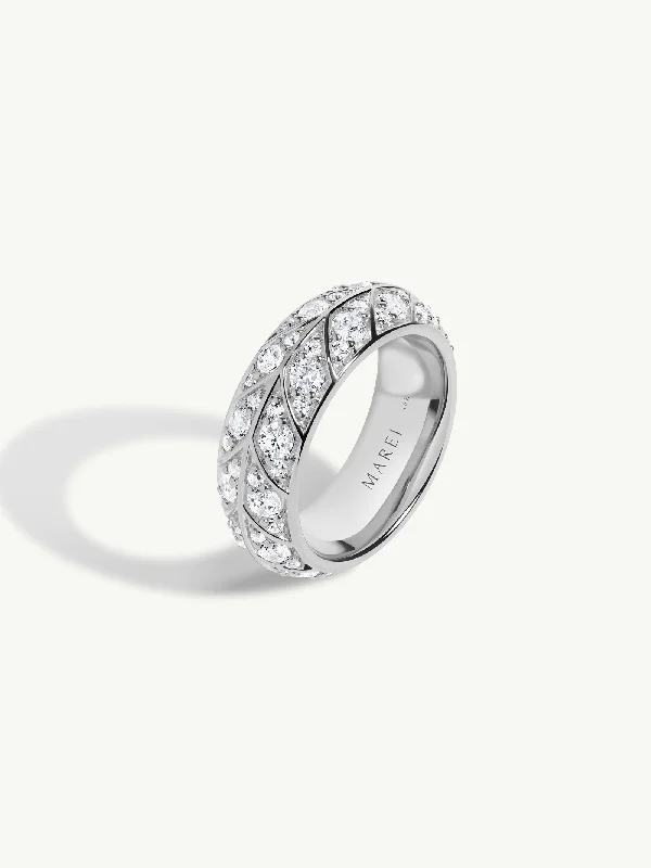 heart-shaped engagement rings-Palmyra Eternity Band With Brilliant White Diamond In 18K White Gold, 8mm