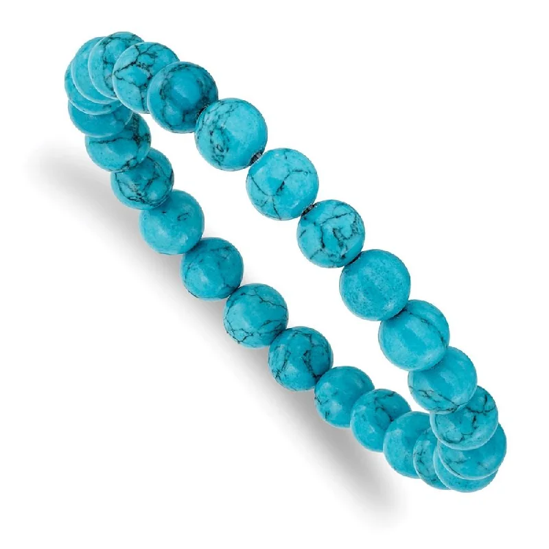 timeless bangles for women-Blue Turquoise Agate Beaded Stretch Bracelet