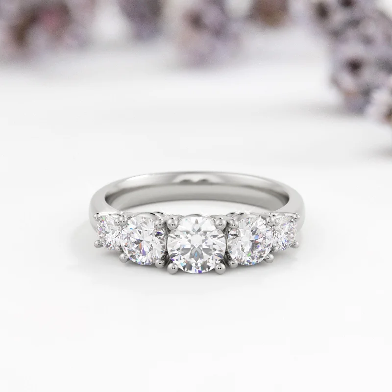 bridal rings for women-Quintet Lab Diamond Engagement Ring