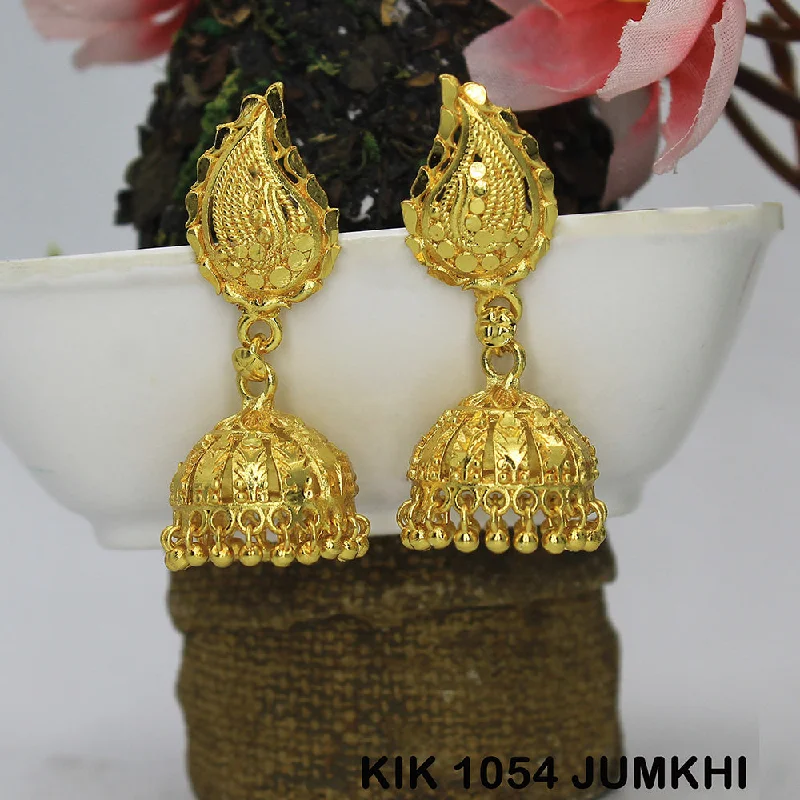 simple stud earrings for women-Mahavir Dye Gold Jhumki Earrings