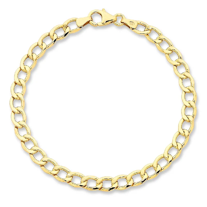 affordable bangles for women-9ct Yellow Gold Silver Infused Curb Bracelet