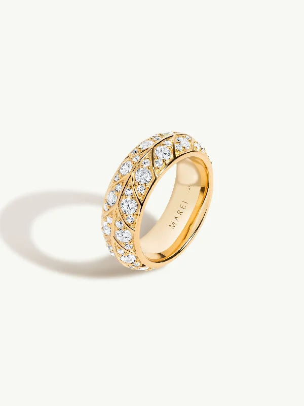 eco-friendly rings for women-Palmyra Eternity Band With Brilliant White Diamonds In 18K Yellow Gold, 8mm