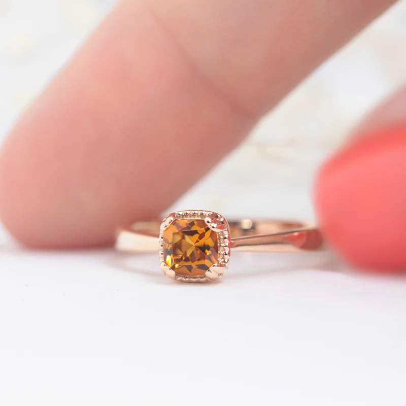 romantic rings for women-Citrine gemstone ring