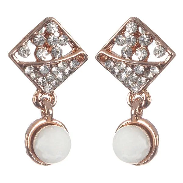 delicate earrings for women-Urbana White Austrian Stone Gold Plated Earrings - 1306859