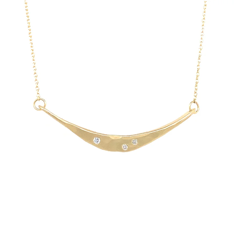 silver necklaces for women-14K Solid Gold Mobius Diamond Bar Necklace - (N1812KY)