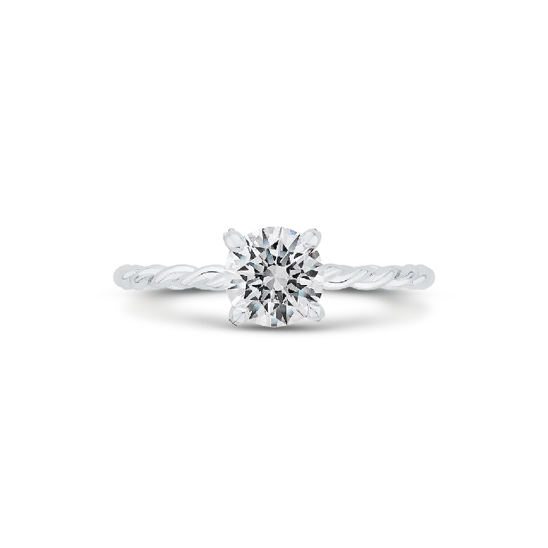 birthstone engagement rings-14K White Gold Diamond Engagement Ring (Semi-Mount)