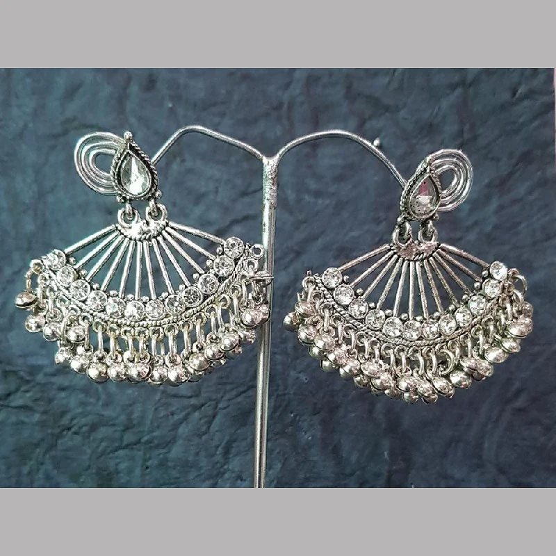 beaded earrings for women-Shreeji Silver Plated Crystal Stone Dangler Earrings