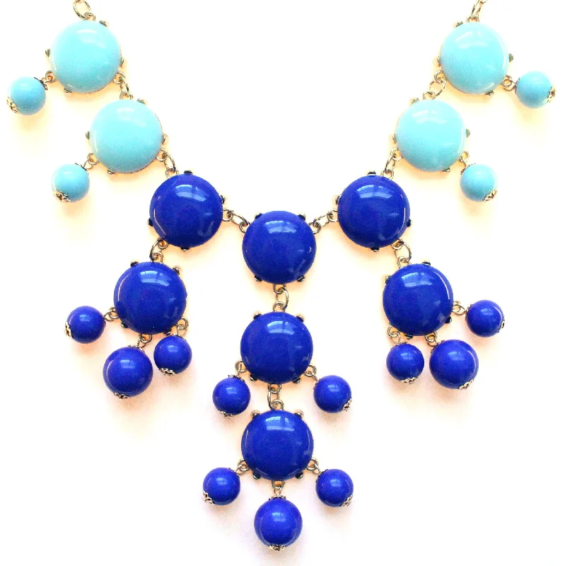 elegant crystal necklaces for women-Bubble COLOR-BLOCK Statement Necklace- Royal & Mint