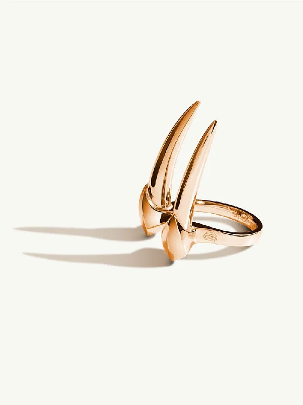 engagement rings with diamonds-Damian Brevis Horn Talisman Ring In 18K Rose Gold