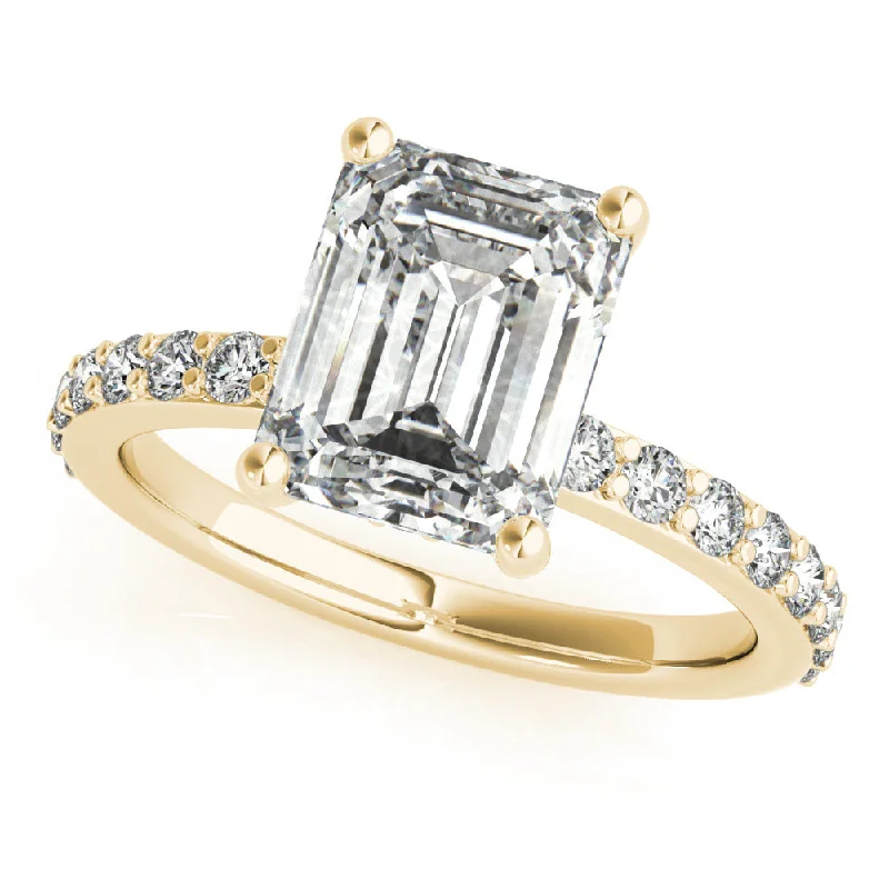 affordable diamond engagement rings-Allegra Emerald Cut Diamond Bridge Engagement Ring Setting