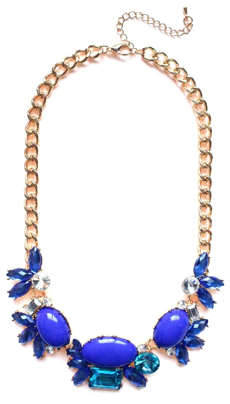 delicate necklaces for women-Crystal Cluster Statement Necklace- Royal