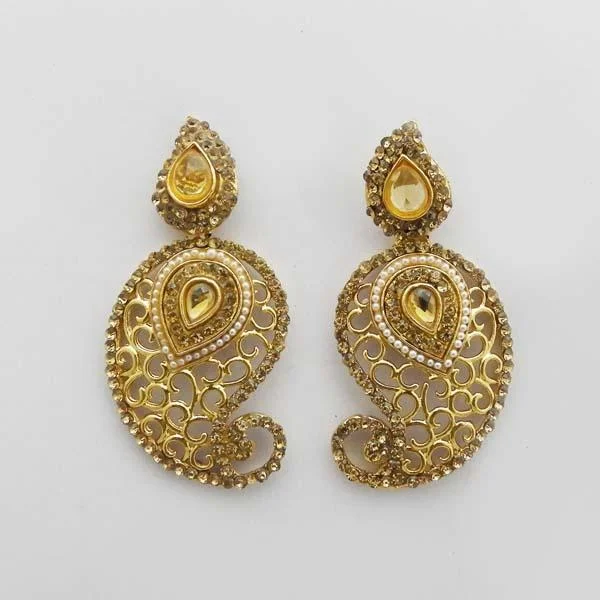 hoop diamond earrings for women-Kriaa Brown Austrian Stone Gold Plated Dangler Earrings - 1312719A