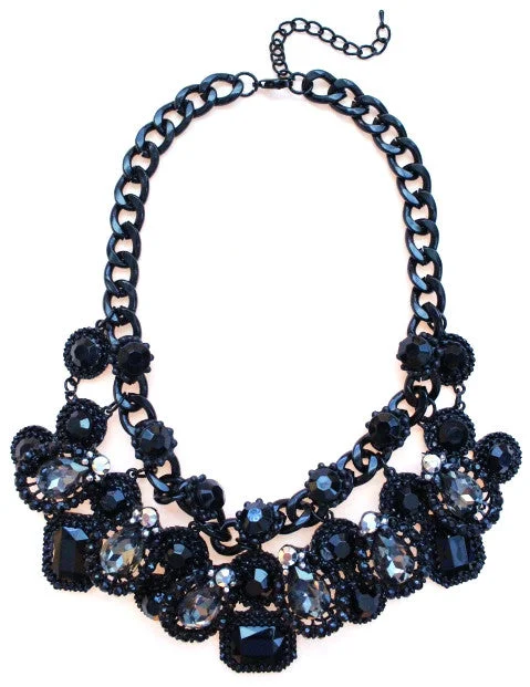 chic necklaces for women-Chunky Woven Jeweled Necklace