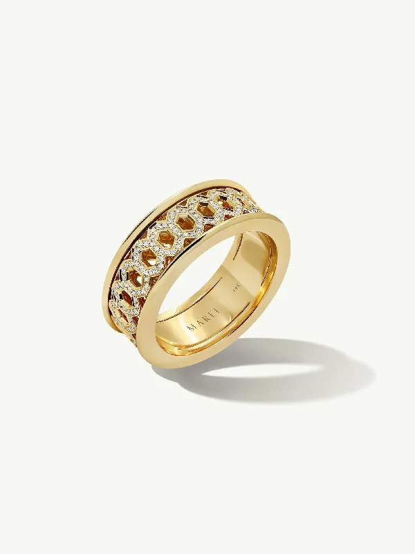 solitaire rings for women-Amanti Infinity Spinning Ring With Pavé-Set Brilliant White Diamonds In 18K Yellow Gold