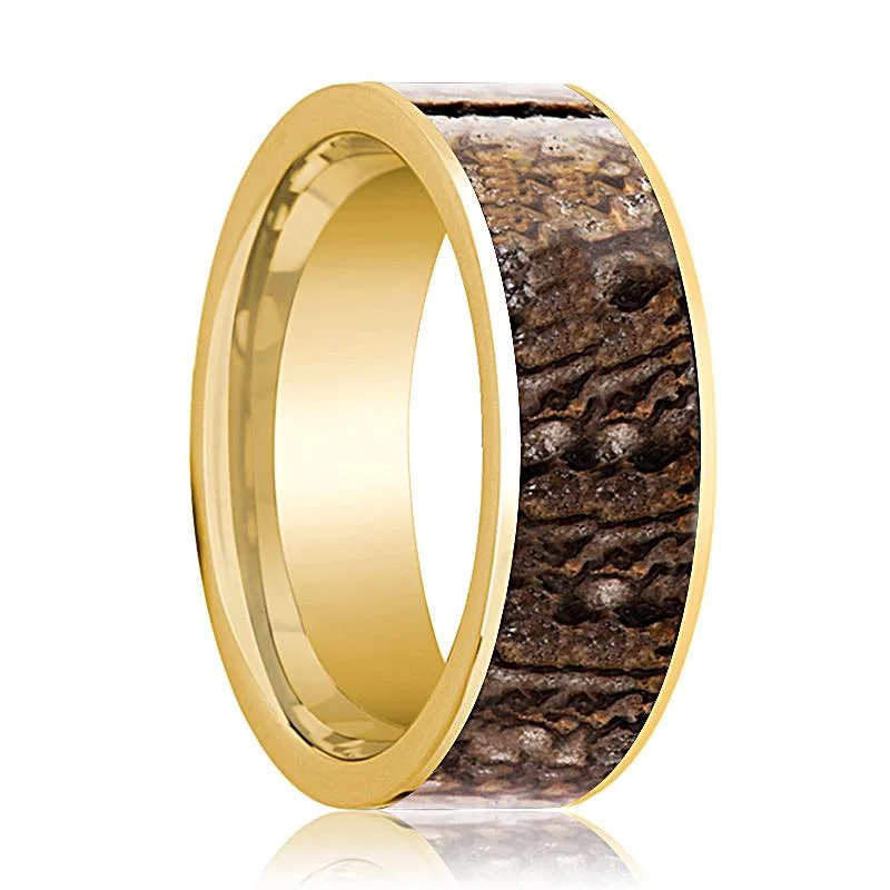 matching rings for women-STEG | 14k Yellow Gold Brown Dino Bone Ring