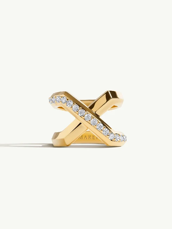 diamond wedding rings for women-Exquis XL Infinity Ring With Pavé-Set Brilliant White Diamonds In 18K Yellow Gold