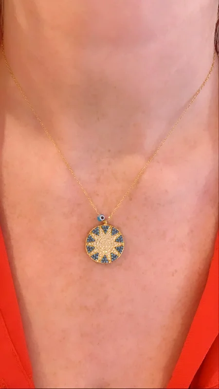 romantic charm necklaces for women-Turquoise Mini Sun Necklace