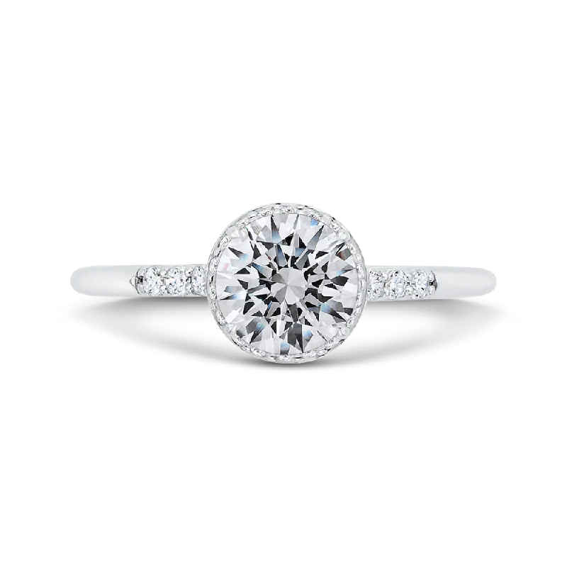 simple engagement rings-14K White Gold Diamond Engagement Ring with Euro Shank (Semi-Mount)