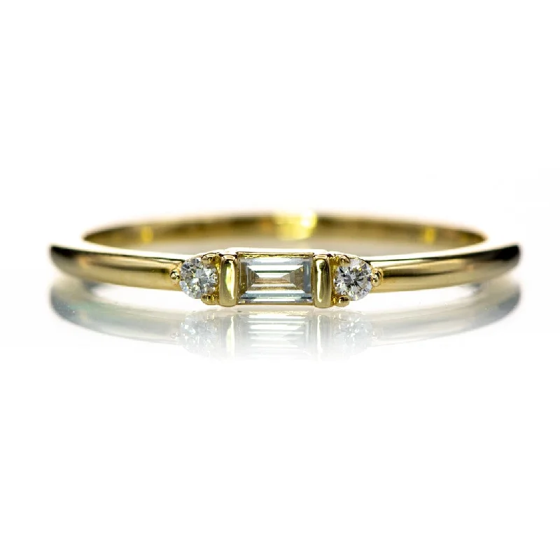 sapphire diamond rings for women-Accented Baguette Diamond Stacking Promise or Anniversary Ring