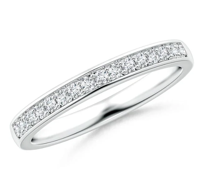 minimalistic engagement rings-Jewelry Artisans 14W 3mm Bead Set 10-Round Diamond Band .30cttw