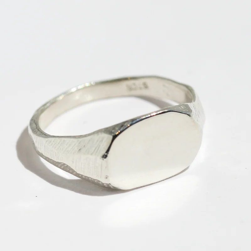 silver rings for women-Petite Silver Signet Ring