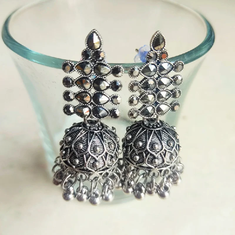 luxury pearl earrings for women-H K Fashion Oxidised Plated Jhumki Earrings