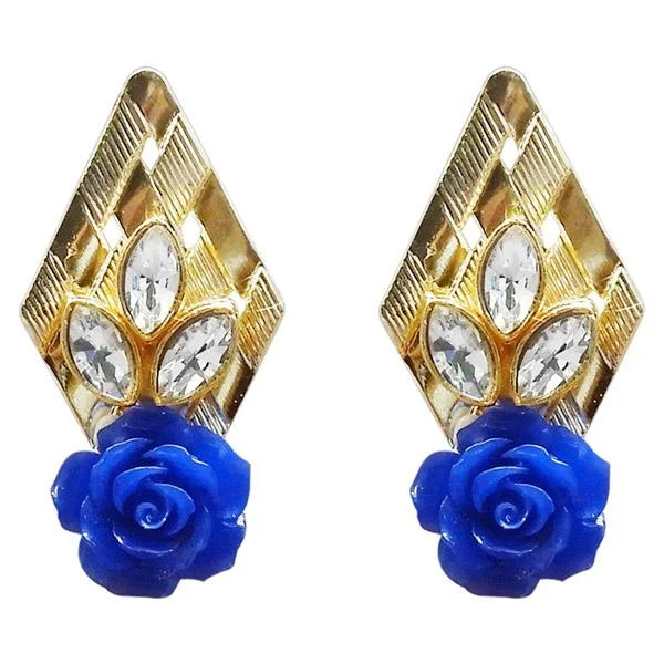 affordable diamond earrings for women-Kriaa Resin Stone Gold Plated Floral Dangler Earring - 1311403D